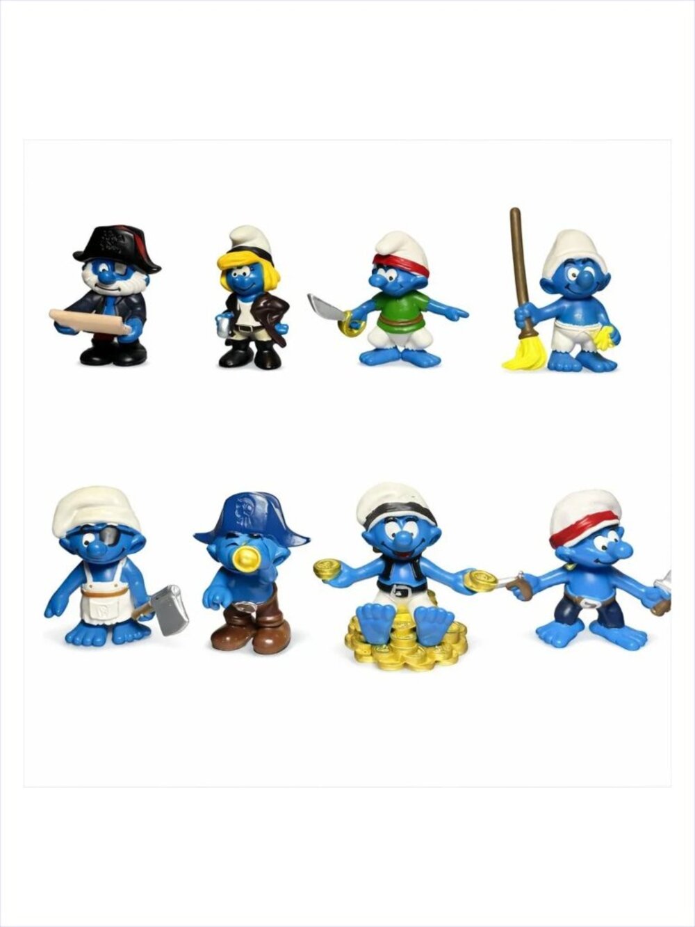 Vintage Authentic Schleich -Pirate Smurfs Set of 8 (Made in Germany) New w/Tag